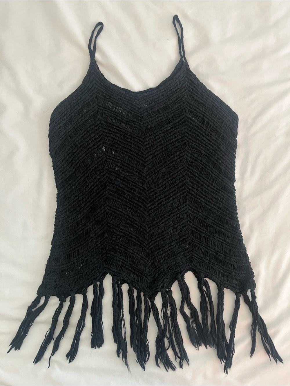 Mossimo Supply Co. Black Crochet Fringe Camisole